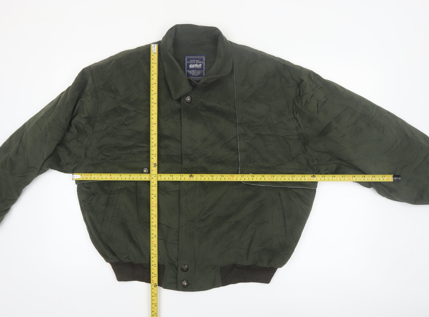 Kings Well Men's Green Bomber Jacket L Full Zip Casual Style
