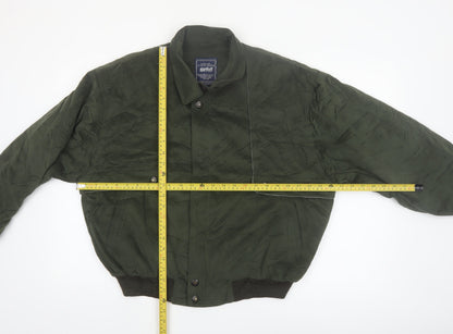 Kings Well Men's Green Bomber Jacket L Full Zip Casual Style