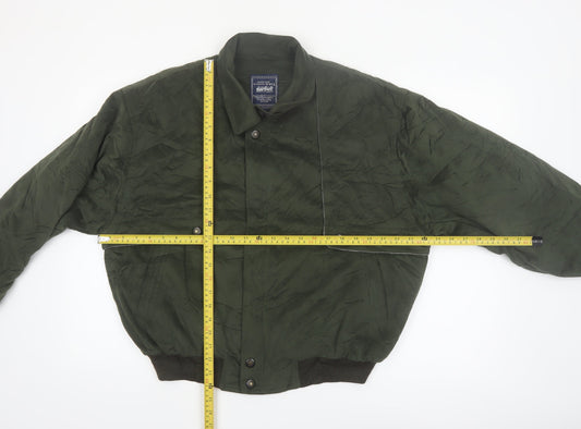 Kings Well Men's Green Bomber Jacket L Full Zip Casual Style