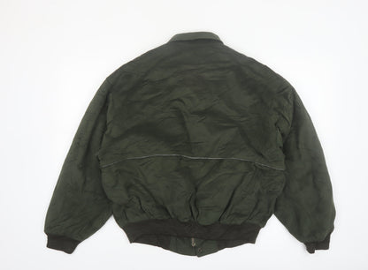 Kings Well Men's Green Bomber Jacket L Full Zip Casual Style