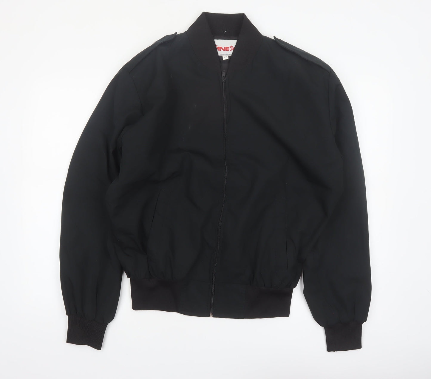 CANEX Men's Black Bomber Jacket Size 42 Regular Fit Full Zip Polyester