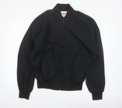 CANEX Men's Black Bomber Jacket Size 42 Regular Fit Full Zip Polyester
