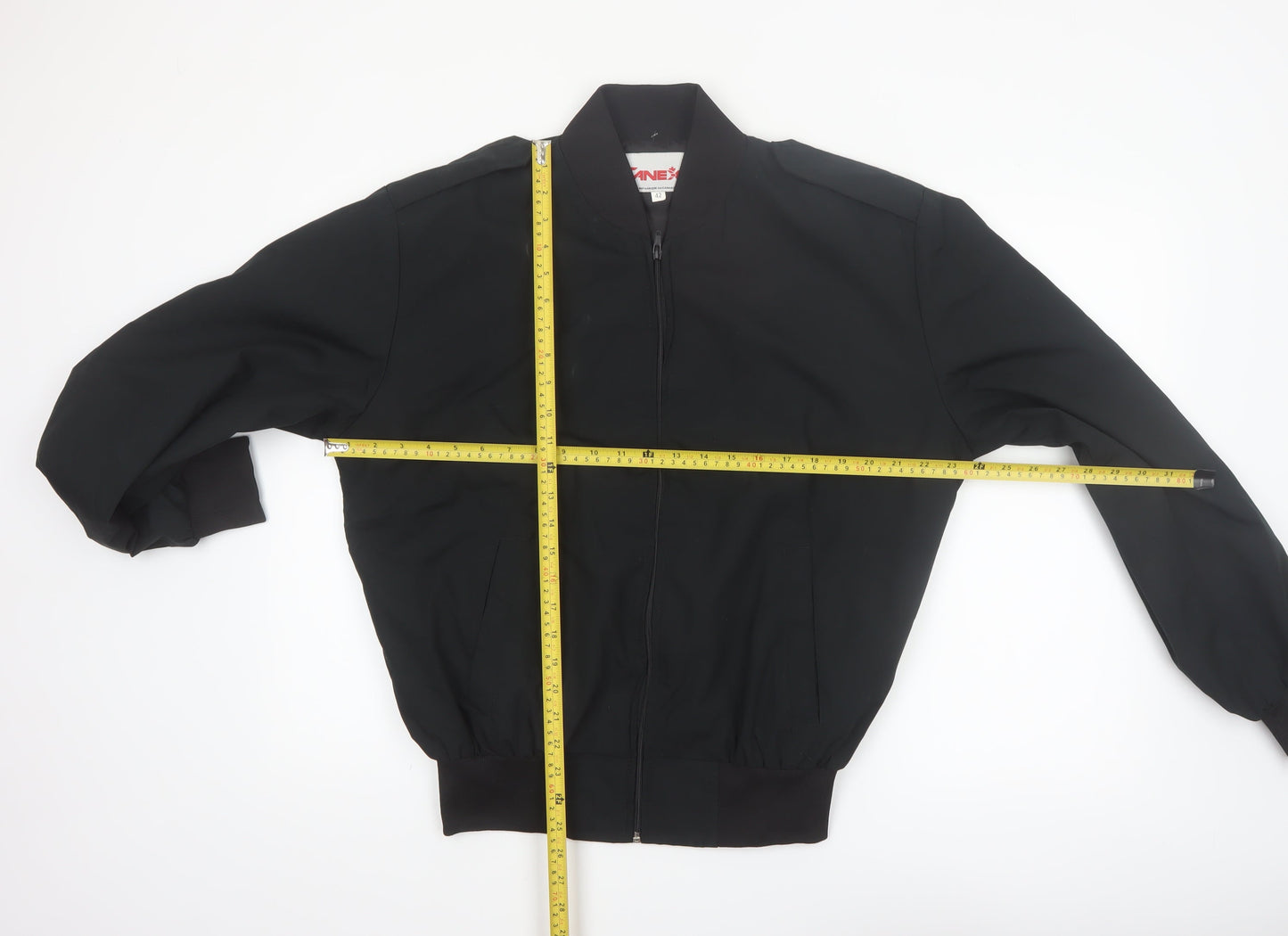 CANEX Men's Black Bomber Jacket Size 42 Regular Fit Full Zip Polyester
