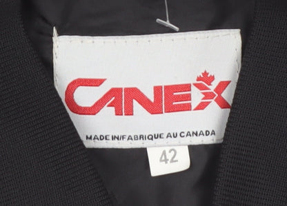 CANEX Men's Black Bomber Jacket Size 42 Regular Fit Full Zip Polyester