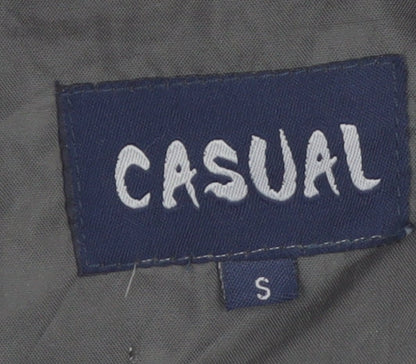Casual Men’s Grey Polyester Full Zip Lightweight Jacket Size S