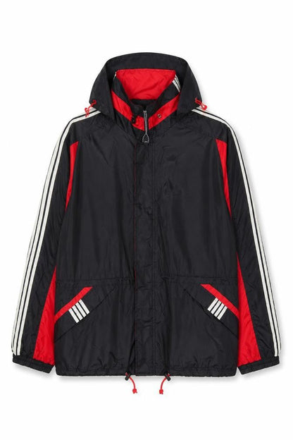 Rigo 2000 Men's Black Red Nylon Hooded Windbreaker Jacket L