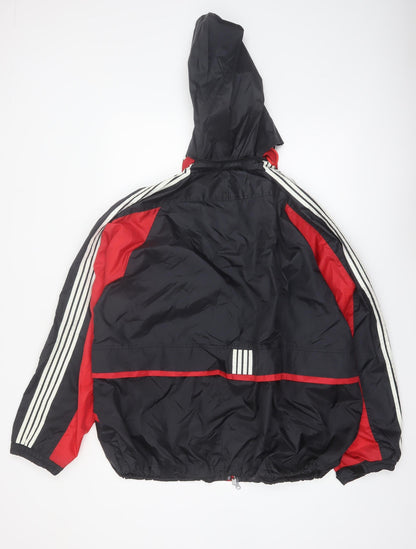 Rigo 2000 Men's Black Red Nylon Hooded Windbreaker Jacket L