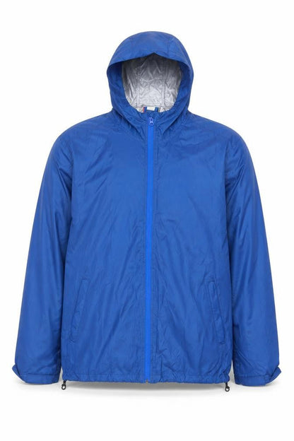 Clique Men's Blue Hooded Windbreaker Jacket L Lightweight Zip Up
