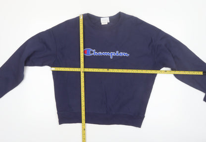 Champion Women's Navy Reverse Weave Sweatshirt Large Cotton Blend