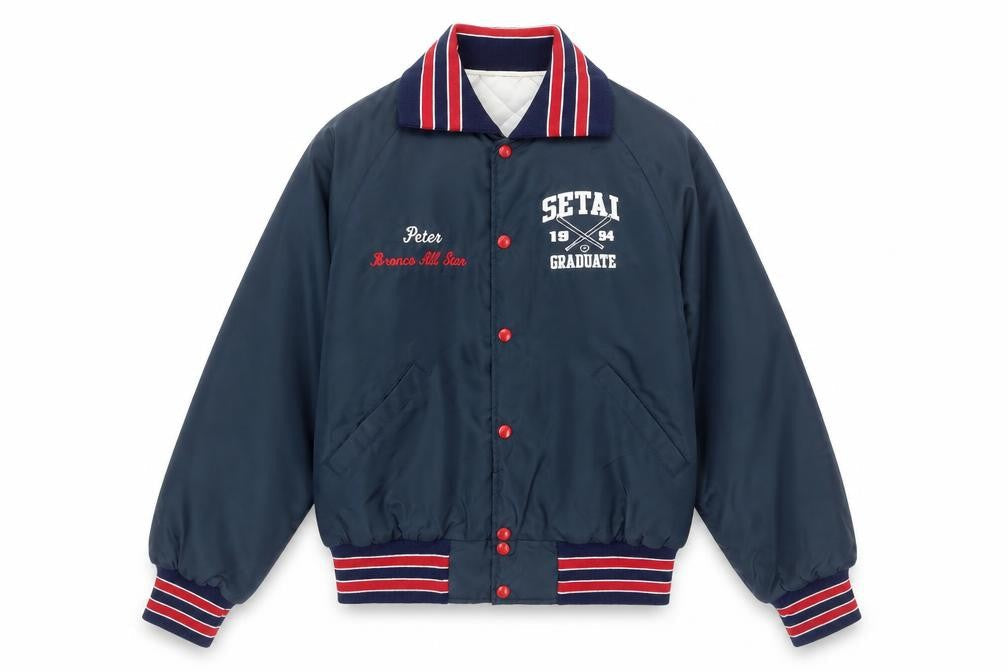 Holloway Men Blue Varsity Baseball Jacket M Sports Lined Retro