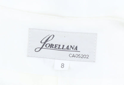 Lorellana Women’s Ivory Long Sleeve Beaded Button Blouse Size 8