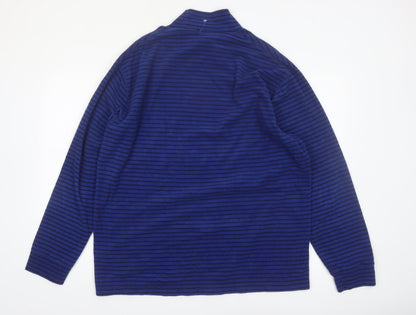 Uniqlo Men’s Blue Striped HEATTECH High Neck Long Sleeve Top 2XL