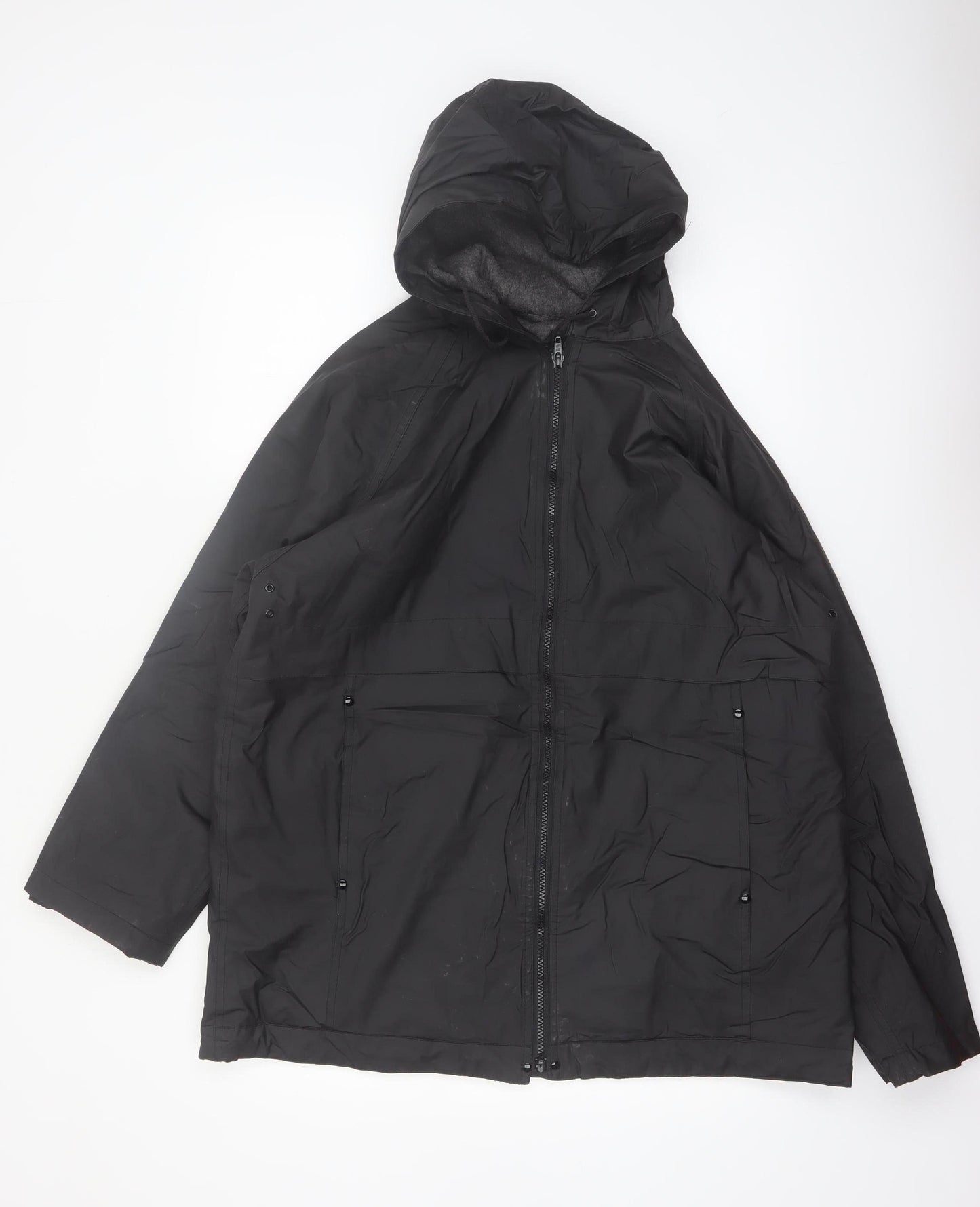 Misty Harbor Men's Black Hooded Waterproof Mid-Length Jacket Size M