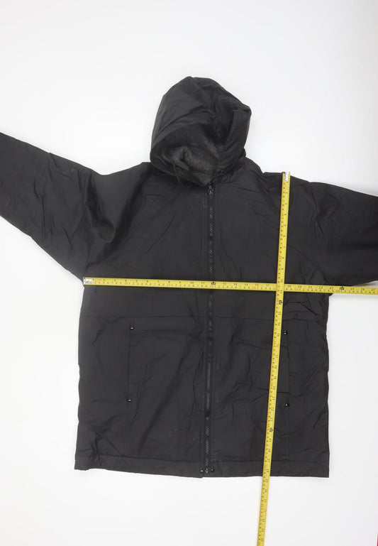 Misty Harbor Men's Black Hooded Waterproof Mid-Length Jacket Size M