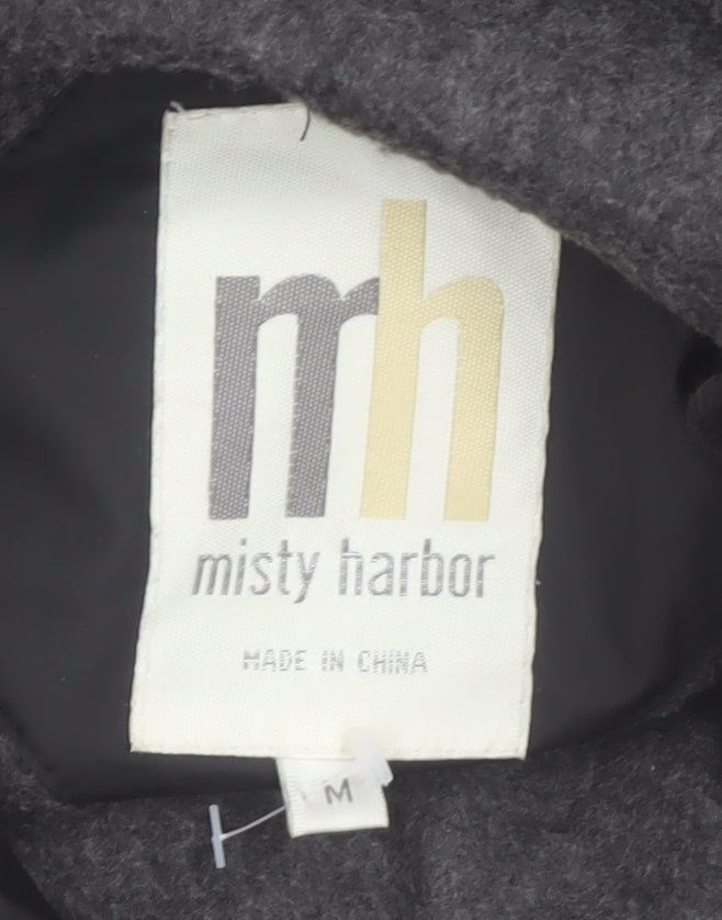 Misty Harbor Men's Black Hooded Waterproof Mid-Length Jacket Size M