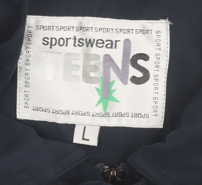 Teens Blue Polyester Casual Basic Jacket Lined Size L