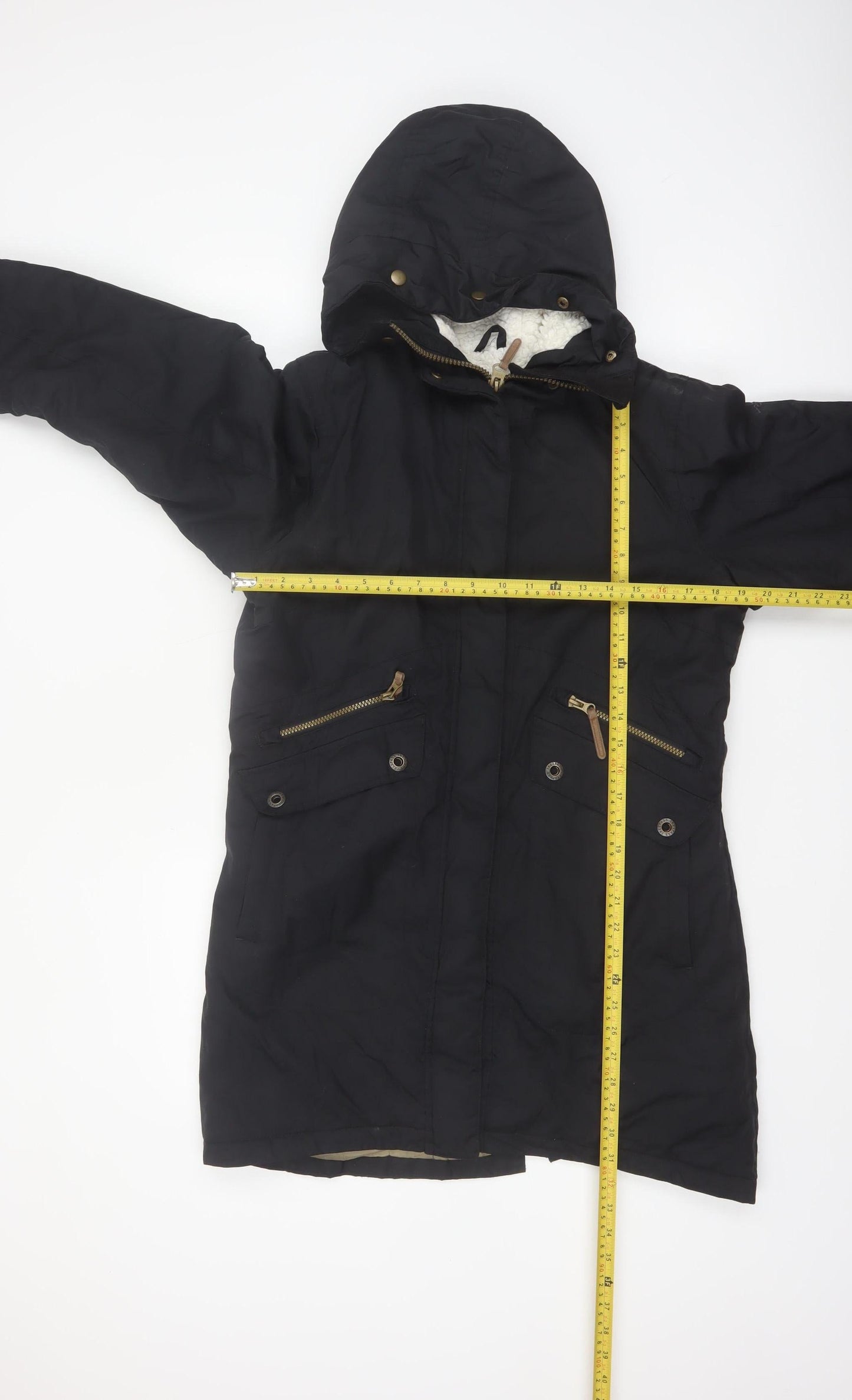 Trespass Womens Black Waterproof Parka Coat UK 12 Hooded Long