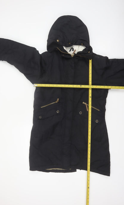 Trespass Womens Black Waterproof Parka Coat UK 12 Hooded Long
