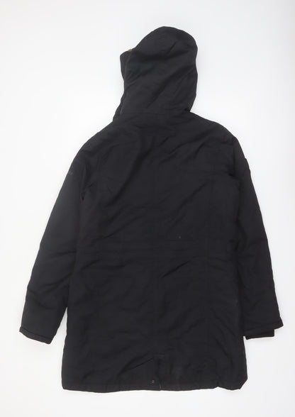Trespass Womens Black Waterproof Parka Coat UK 12 Hooded Long