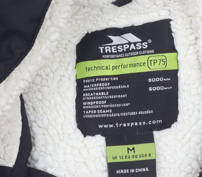Trespass Womens Black Waterproof Parka Coat UK 12 Hooded Long