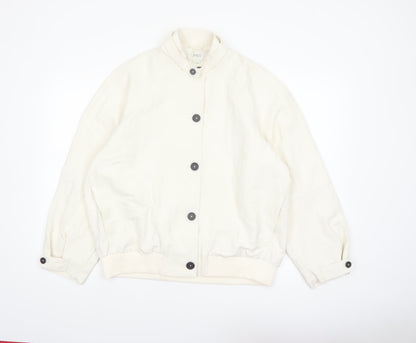 Marks and Spencer Men's Ivory Bomber Jacket Size M Polyester Button-Up