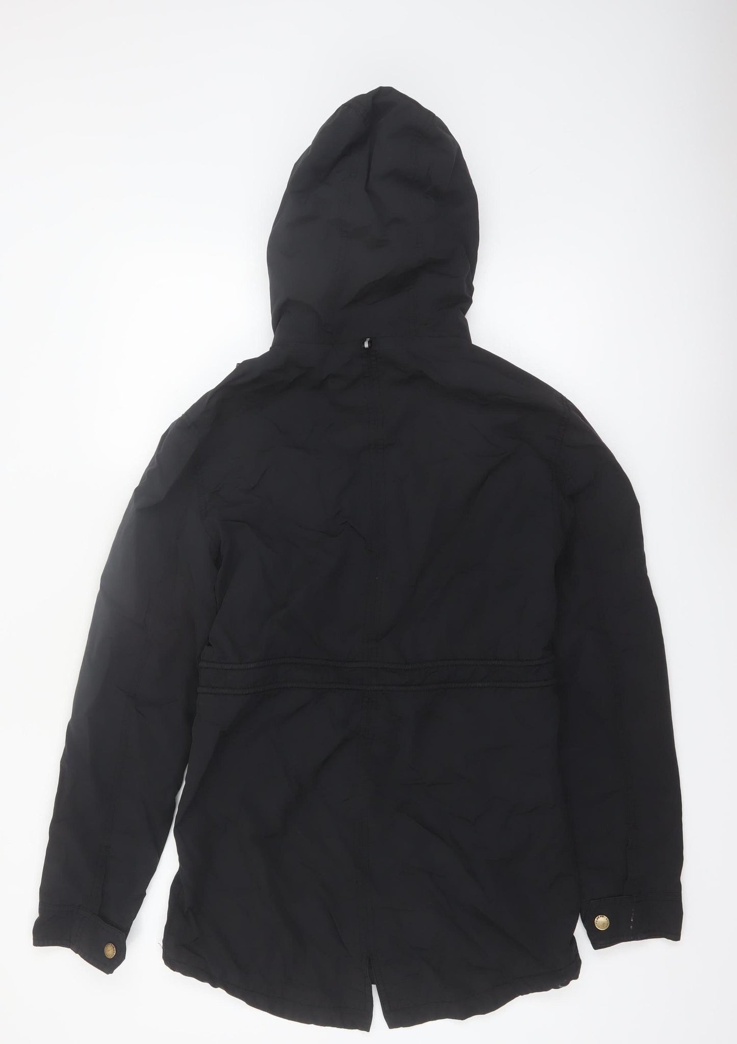 Superdry Women's Black Parka Jacket Size S Hooded Water Resistant