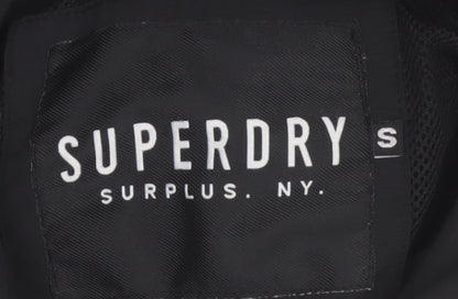 Superdry Women's Black Parka Jacket Size S Hooded Water Resistant