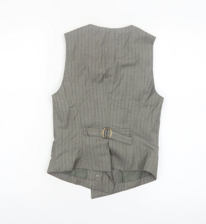 Vila Women’s Grey Pinstripe Waistcoat Size S Lined Belted