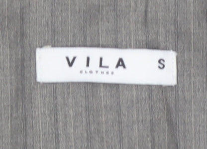 Vila Women’s Grey Pinstripe Waistcoat Size S Lined Belted