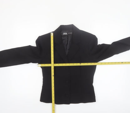 Zara Women's Black Slim Fit Single-Breasted Blazer Jacket S