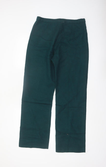 Country Suburbans Women Dark Green Wool Straight Trousers Size 14