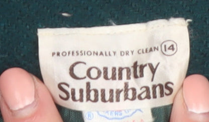 Country Suburbans Women Dark Green Wool Straight Trousers Size 14