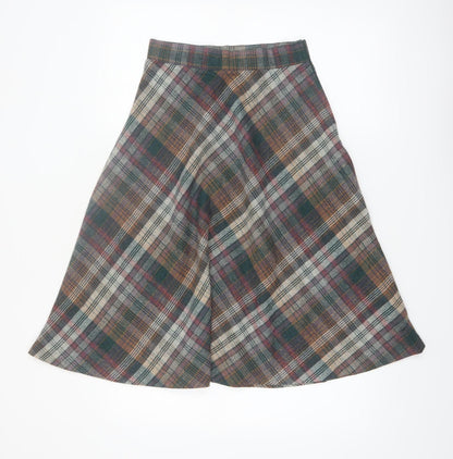 Bryn Mawr Womens Multicoloured Plaid Wool A-Line Midi Skirt Size 8
