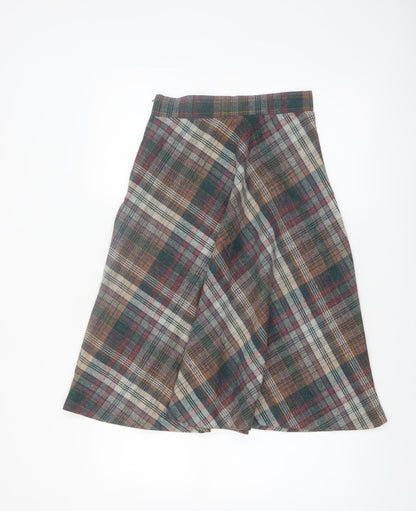 Bryn Mawr Womens Multicoloured Plaid Wool A-Line Midi Skirt Size 8
