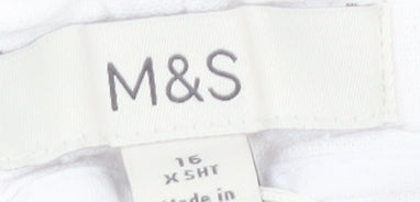 Marks and Spencer Women’s White Linen Blend Wide-Leg Trousers Size 16 X Short