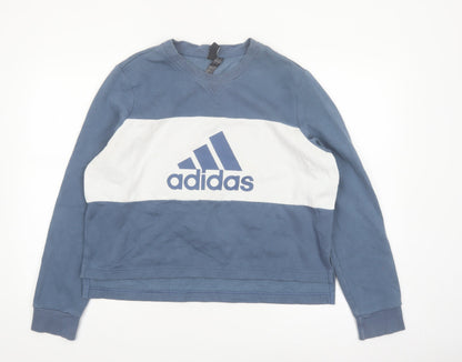 Adidas Women Blue & White Crew Neck Pullover Sweatshirt XL 20-22