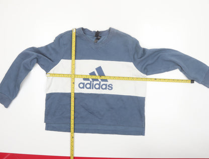 Adidas Women Blue & White Crew Neck Pullover Sweatshirt XL 20-22