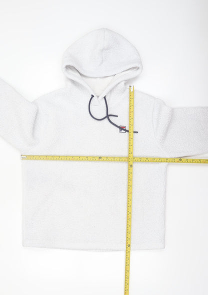 FILA Women White Fleece Pullover Hoodie Size M Relaxed Fit