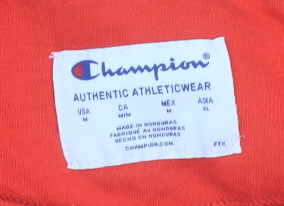 Champion Womens Red Pullover Sweatshirt Medium Logo Crew Neck