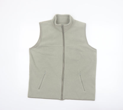 EWM Women Beige Fleece Bodywarmer Waistcoat Size 14 Regular Zip Style