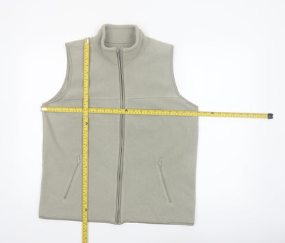 EWM Women Beige Fleece Bodywarmer Waistcoat Size 14 Regular Zip Style