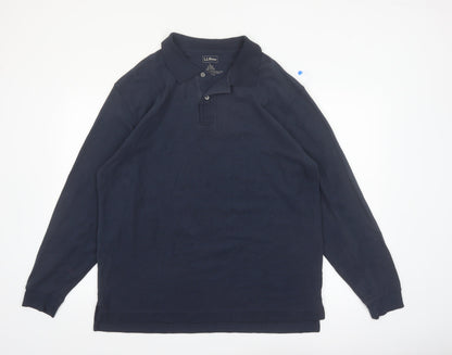 L.L.Bean Men's Blue Long Sleeve Cotton Polo Shirt Size L