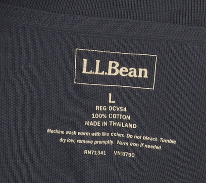 L.L.Bean Men's Blue Long Sleeve Cotton Polo Shirt Size L