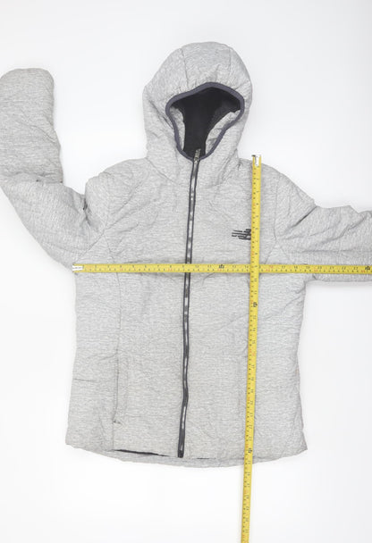 New Balance Women's Grey Hooded Puffer Jacket Size M