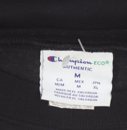 Champion Eco Mens Black M Pullover Sweatshirt Crew Neck Graphic Print