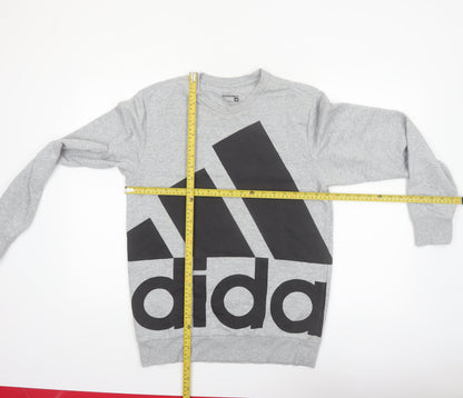 Adidas Men's Grey Sport Essentials Crew Neck Sweatshirt Small