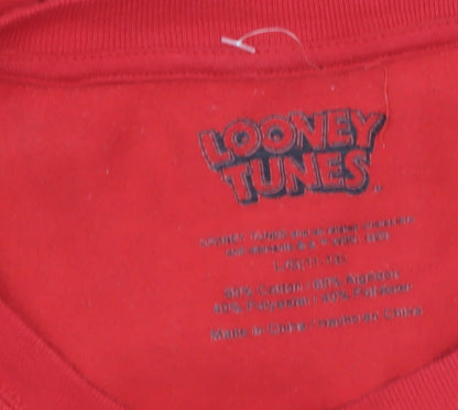 Looney Tunes Red Women's L Crew Neck Sweatshirt Cotton Blend