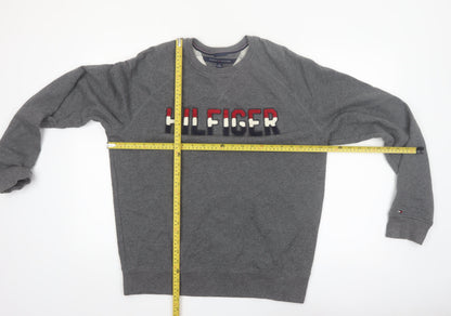 Tommy Hilfiger Men's Grey Embroidered Logo Sweatshirt L