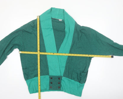Nordstrom Active Sports Women's Green Striped Cotton Blazer M