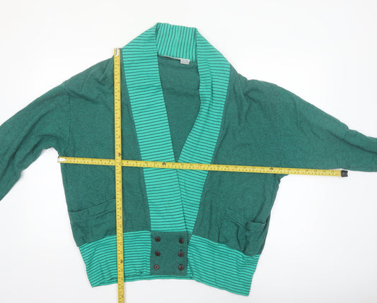 Nordstrom Active Sports Women's Green Striped Cotton Blazer M
